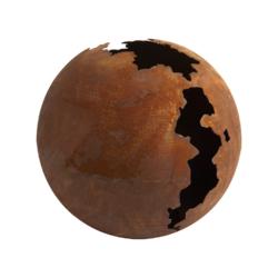 Sphère craquelée métal rouille D50cm