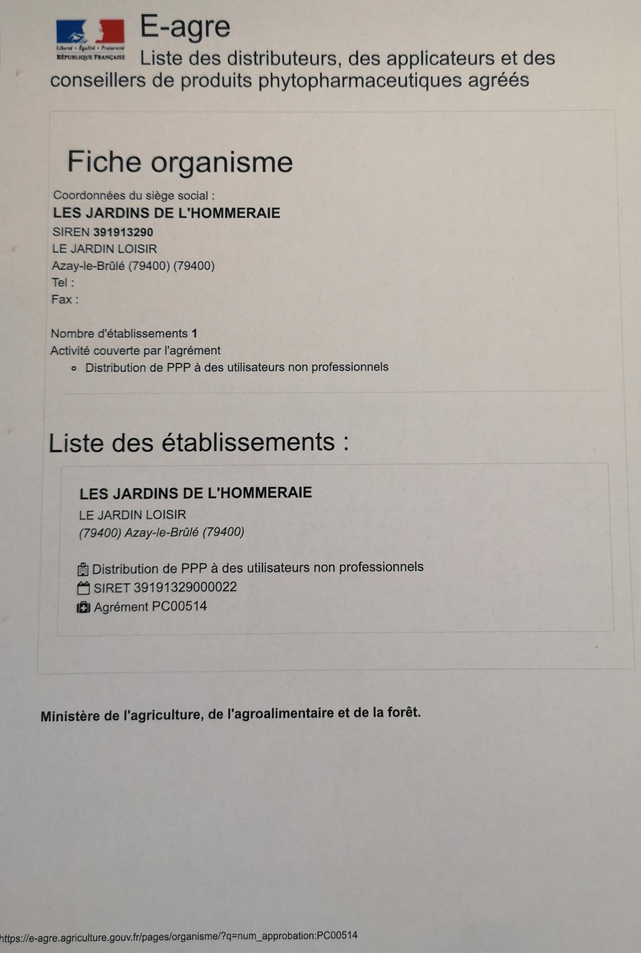 🪪 Agrément vente produits phytosanitaires